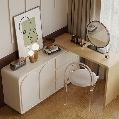 Modern minimalist home small apartment stretchable bedroom vanity in French cream style creative painted vanity desk