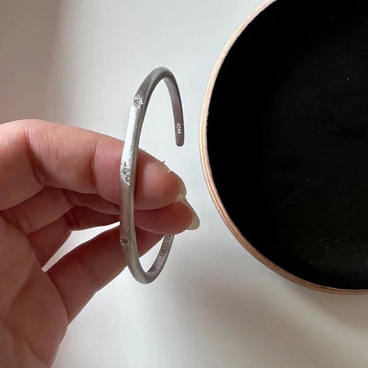 S925純銀糸星芒ブレスレット高級感気質デザイン通体銀精致手飾バレンタインデープレゼント