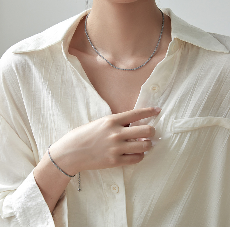 6g Weight Jewelry Set Classification Necklace + Jewelry Quantity Casual Occasion Titanium Steel Material Solid Color Pattern Women's Gender Plating Design Simple Style Style Wholesale Jewelry Simple Style Solid Color Titanium Steel Plating Jewelry Set 5