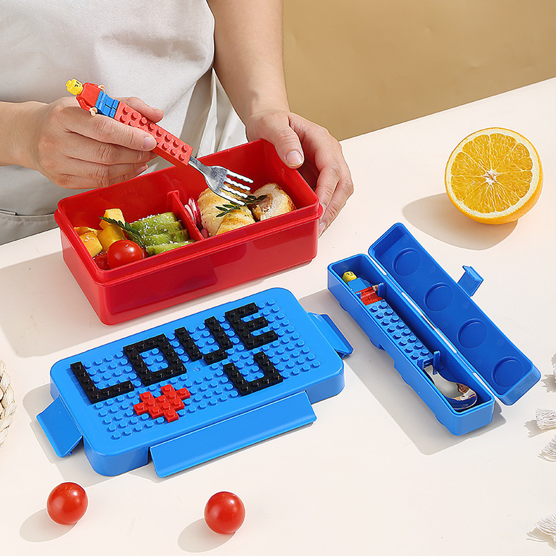 創意的なdiyピクセルは積み木の弁当箱の弁当箱のピクニック箱の子供のサラダ箱の果物箱を作ります。|undefined