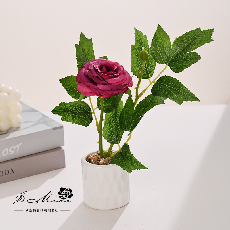 flores falsas estilo pastoral camellia pequeña flor de simulación bonsai flor de moda decoración creativa plantación verde artificial simulación maceta
