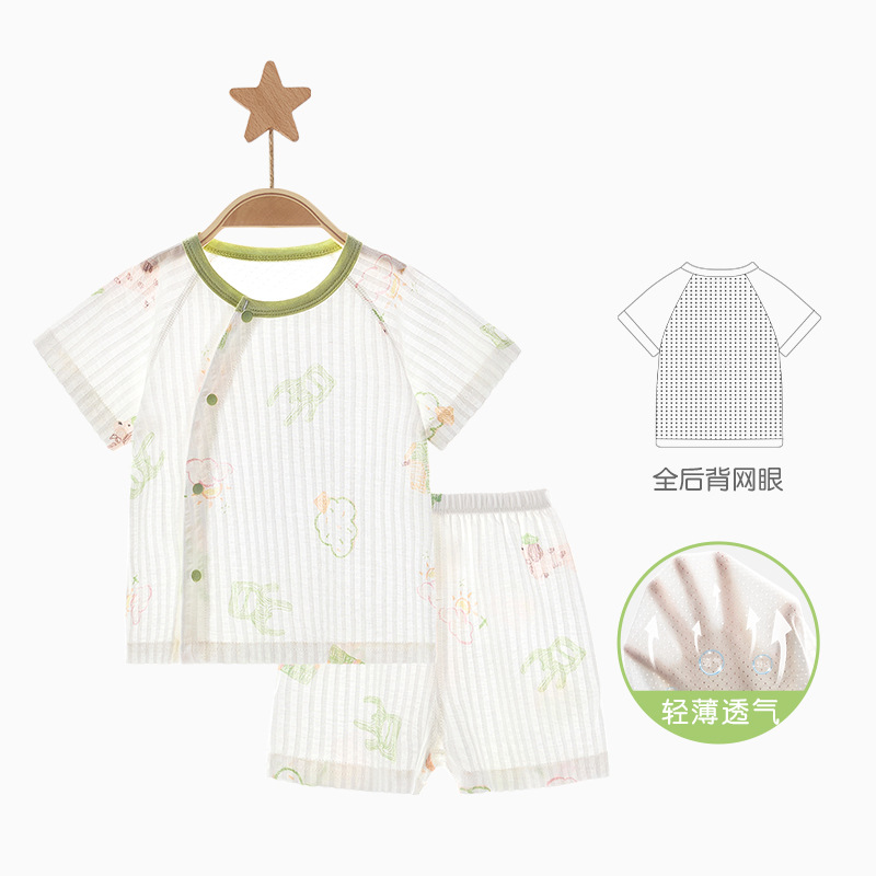 Traje de manga corta para bebé, conjunto de verano fino y transpirable para niños, conjunto de dos piezas para niños y niñas, ropa de bebé image 9