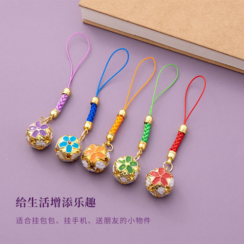Woven jewelry pendants, colorful cloisonné bells, Chinese style lanyards, mobile phone lanyard accessories, short antique style pendants