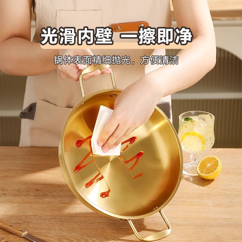 304 ステンレス鋼インスタントラーメンボウル韓国ビビンバ両耳ボウルゴールデン家庭用火傷防止と落下防止冷麺ラーメンボウル米酒|undefined