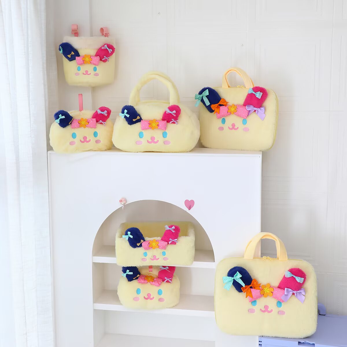 Cartoon plush shoulder bag, laptop bag, handheld bag, desktop organizer, cute storage box, tissue box cover, and hanging storage bag