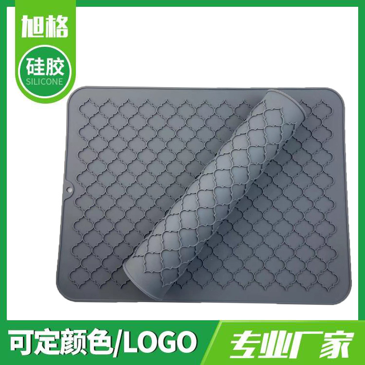 跨境新品硅胶置物沥水垫 厨房硅胶干燥垫 40*30CM复古花纹硅胶垫