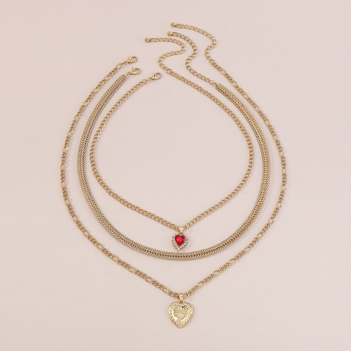 Glam Heart Shape Alloy Plating Rhinestone Necklace