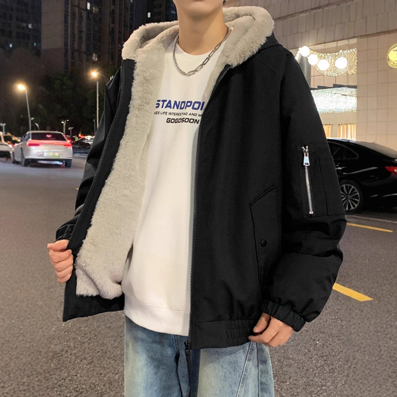 Nasa American-Style Hooded Rabbit Fur Coat for Men, Autumn and Winter Fleece Jacket for Teenagers, Outdoor Jacket Nasa American-Style Hooded Rabbit Fur Coat for Men, Autumn and Winter Fleece Jacket for Teenagers, Outdoor Jacket