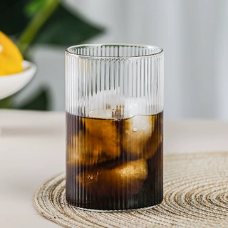 竖纹玻璃杯家用北欧简约杯子玻璃水杯茶杯透明创意酒杯条纹咖啡杯