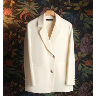 Button Jacket Women's New High-End Spring and Autumn Casual Design Niche Suit Top with Slits