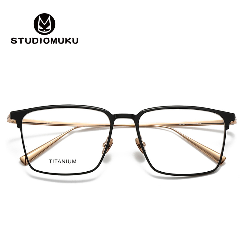STUDIOMUKU gafas clásicas de negocios, marcos de gafas de marco grande, marcos de gafas inesperados de cara grande
