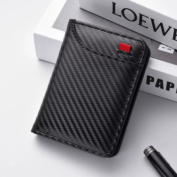 Business carbon fiber pattern vertical foreign trade men's wallet wholesale gold clip card bag cross-border men's wallet multi-card position