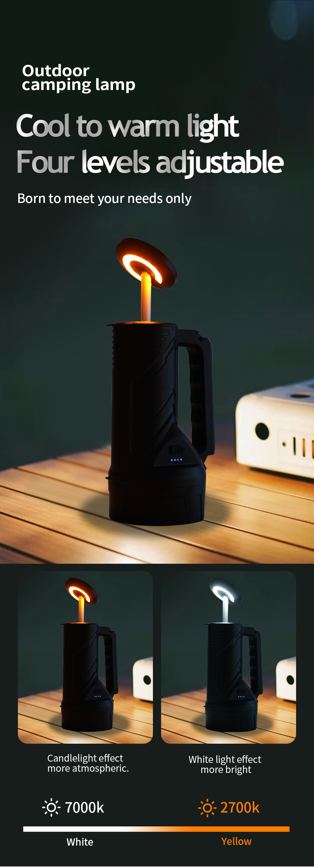 Outdoor Camping Campsite Stretchable Tail Searchlight High Power Strong Light Long Range Flashlight_voghion.com