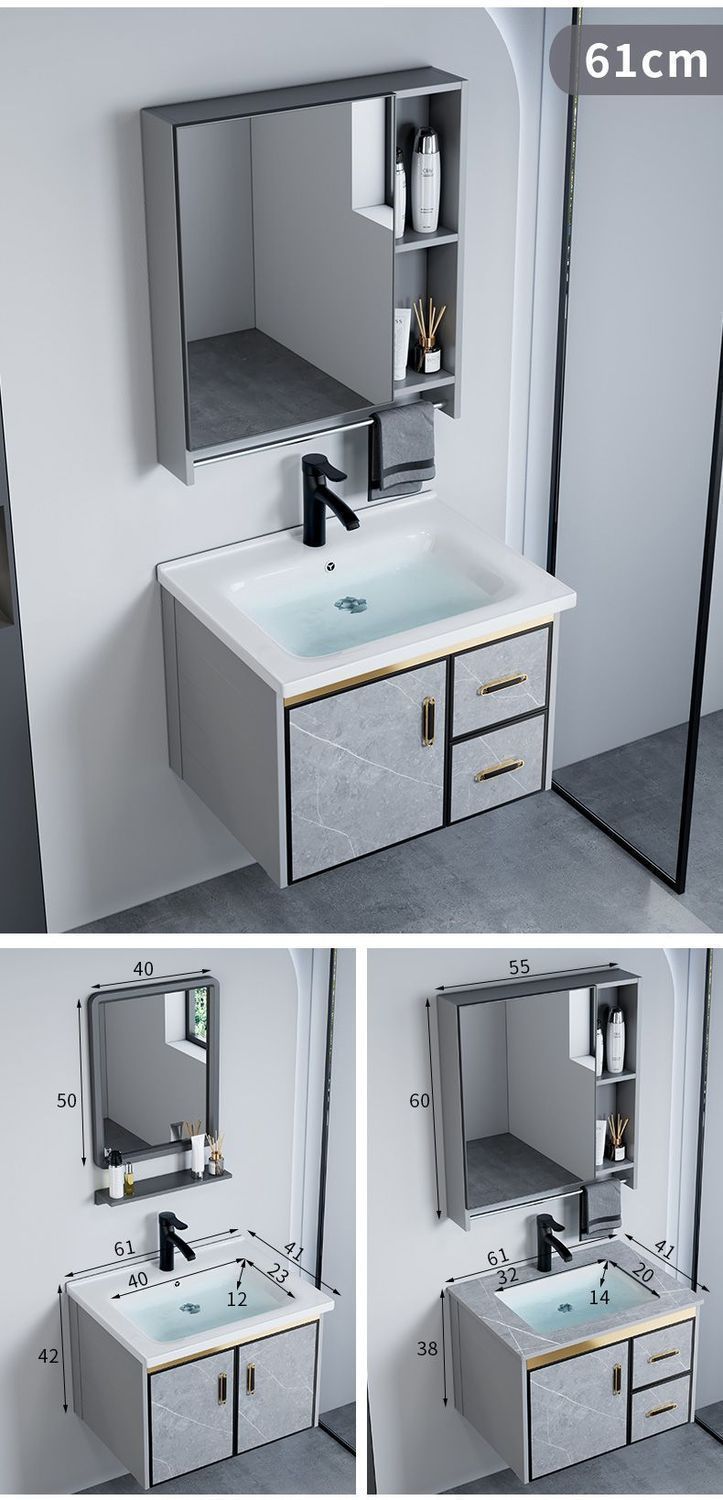 The space aluminum bathroom cabinet and washbasin cabinet combination bathroom washbasin and basin integrated washbasin is modern, simple and intelligent undefined