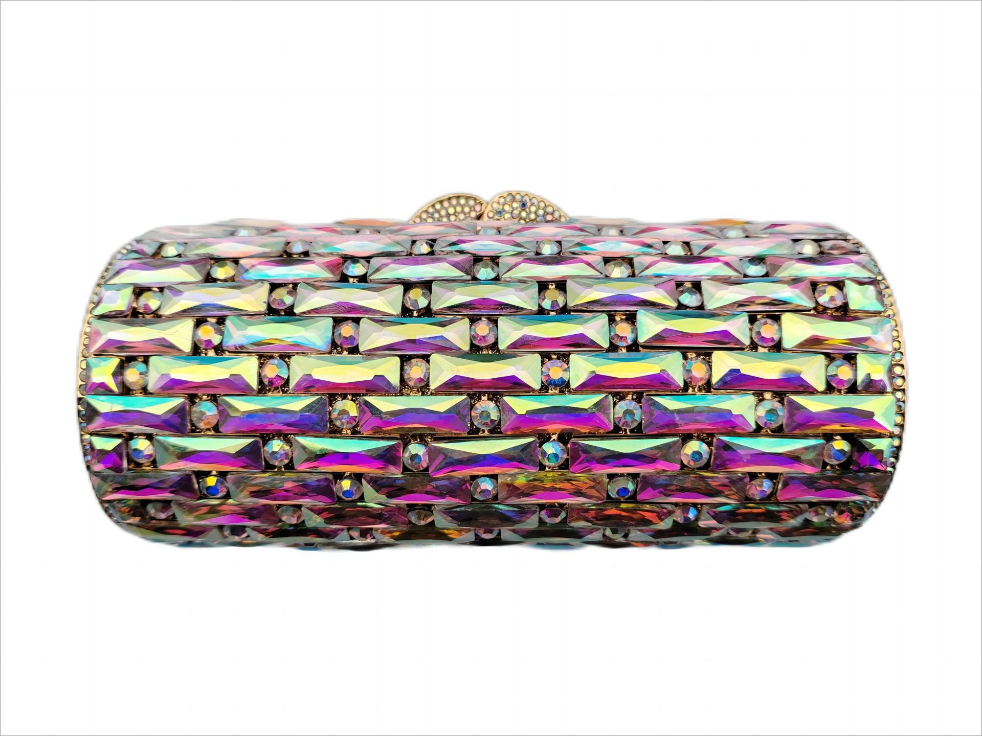 Túi clutch nữ đính kim cương hộp cứng cầm tay dạ tiệc — Hoa violet, Vàng Pha Lê, Nền vàng kim cương trắng, Vàng kim AB chi tiết 5