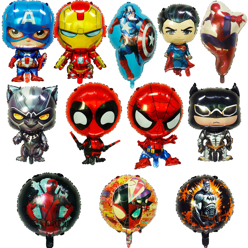 新款卡通漫威超级英雄蜘蛛侠超人美国队长生日派对铝膜气球批发