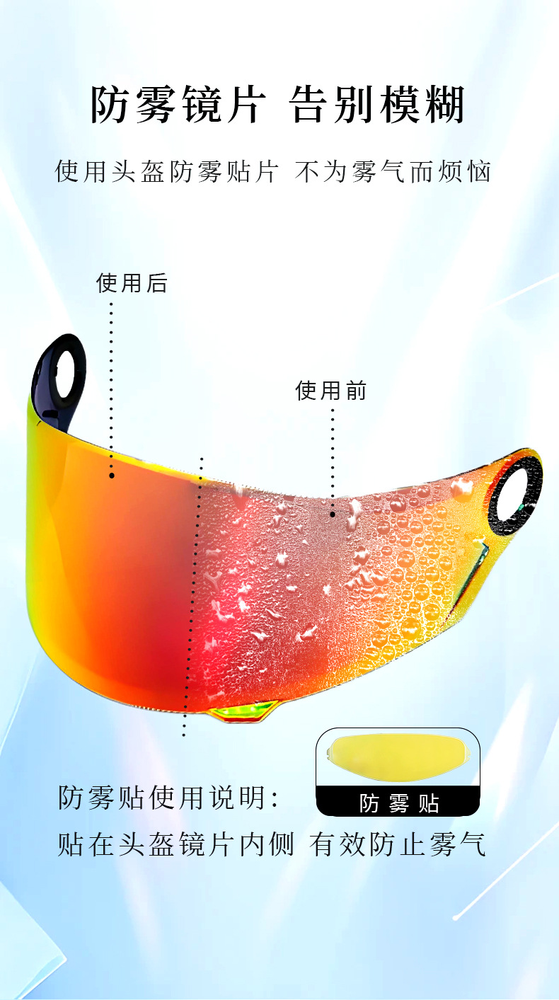 Ff358/396/300 Motorcycle Helmet Lens Anti-Fog Film Anti-Fog Patch Discoloration Film Day and Night Universal Mask