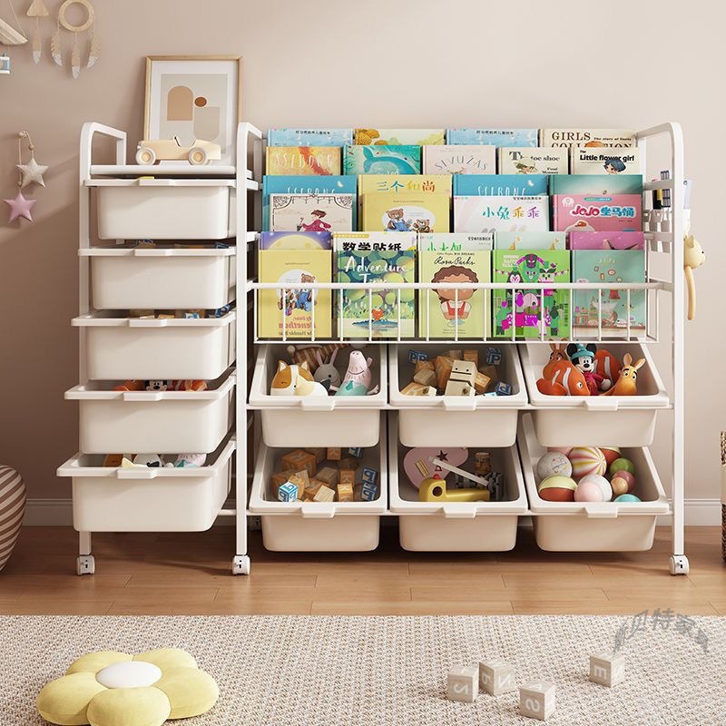 儿童书架绘本架书本玩具收纳架一体简易家用置物架落地宝宝阅读架