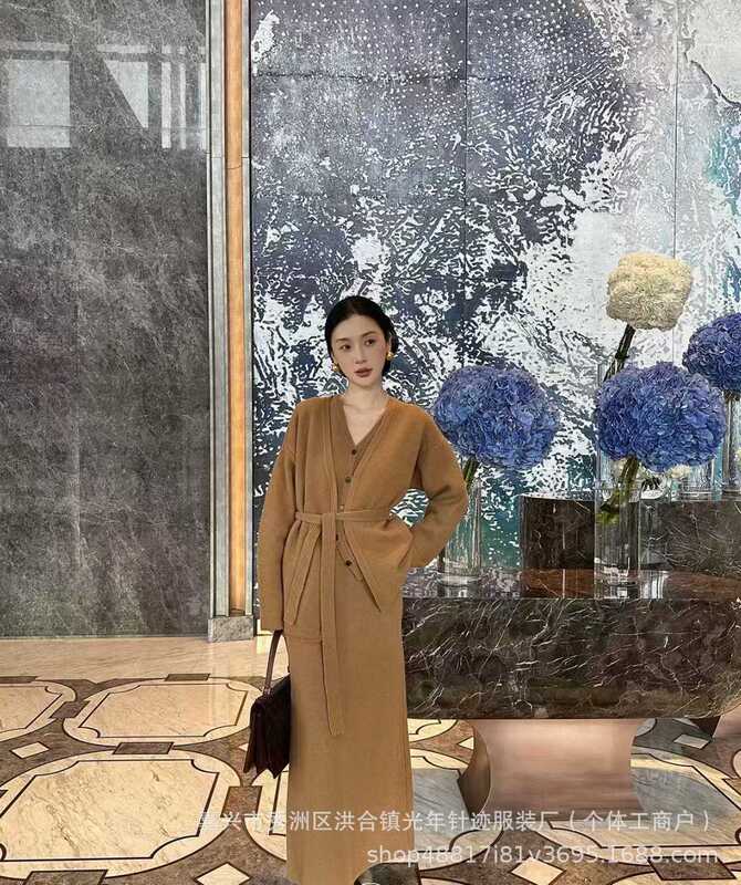 法式名媛毛衣套装女秋冬新款气质休闲针织开衫背心阔腿裤三件套|undefined