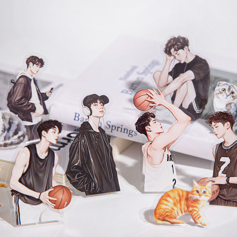 좋은 하루 캐릭터 PET 스티커 고양이 언어 소년 시리즈 6종 20장 선택 캐릭터 외계인 핸드북 스티커