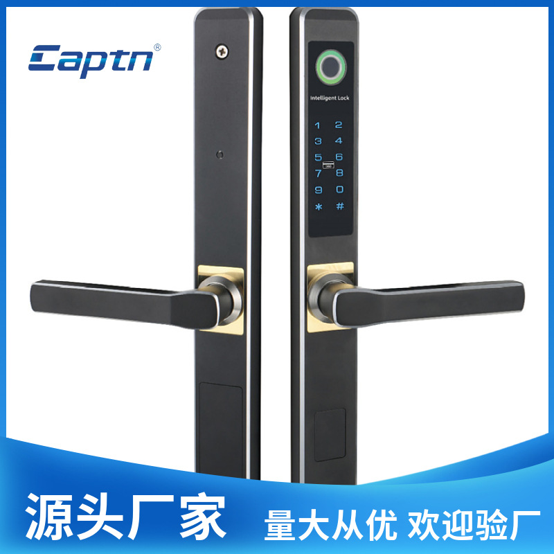 Kebei escudo B05 pantalla ventana de aluminio cerradura de huella digital impermeable al aire libre puerta de patio Puerta de aleación de aluminio cerradura de contraseña borde estrecho cerradura inteligente