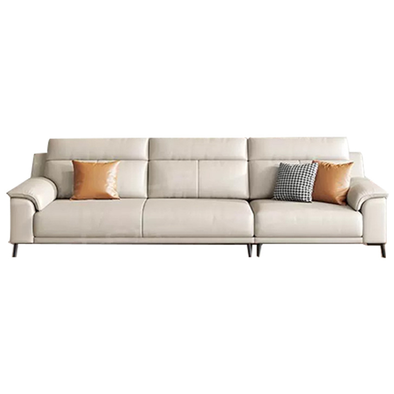 Sofá de cuero italiano minimalista de sala de estar pequeño tipo doméstico, sofá de cuero moderno y simple.