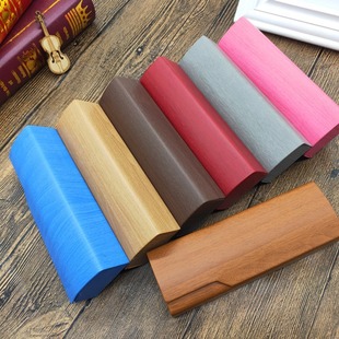 Wholesale small mouth glasses box wood grain mercerized leather myopia glasses box fashion myopia glasses box printing