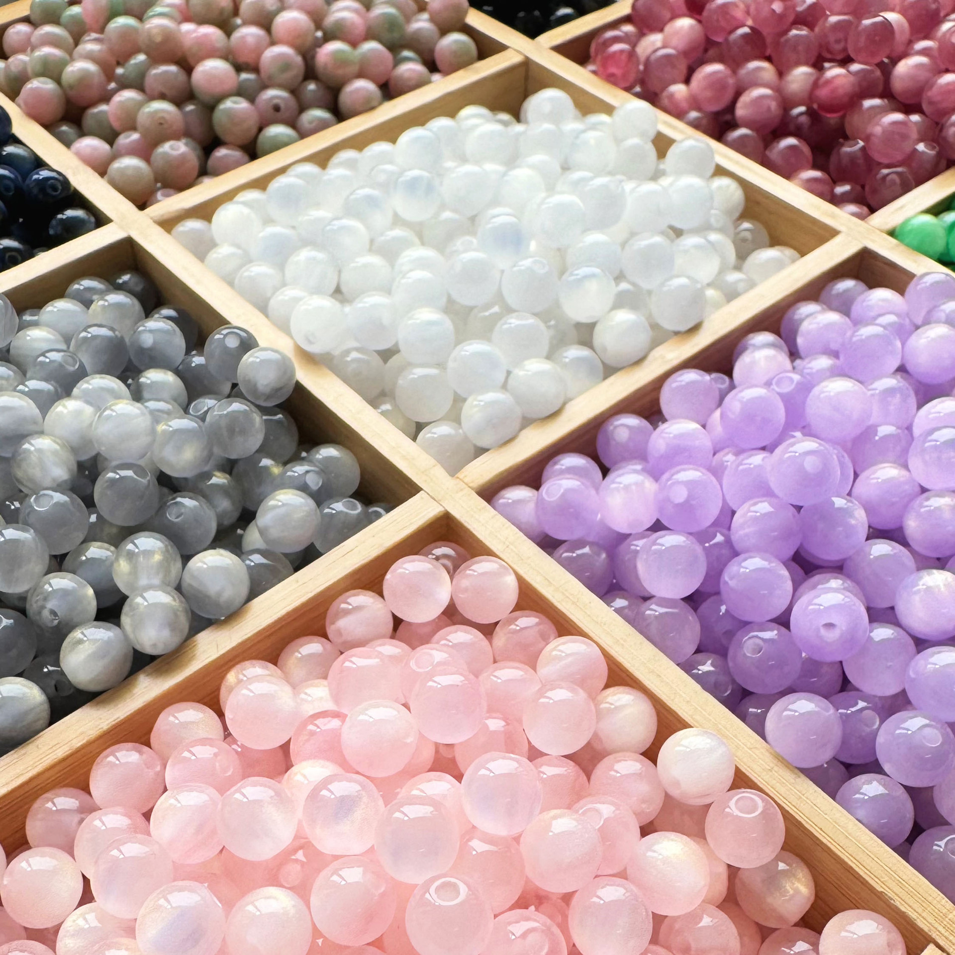 8MM星空树脂圆珠流金仿猫眼串珠散珠手工diy饰品配件手链项链材料