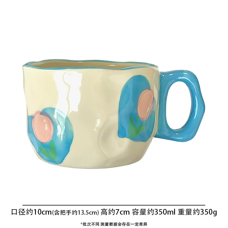 INS high face value, cute flower flower hand pinch ceramic cup Mark cup niche design feeling milk coffee cup water cup