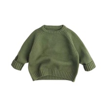 男童毛衣套装秋冬韩版复古套头针织纯色儿童插肩外套两件套