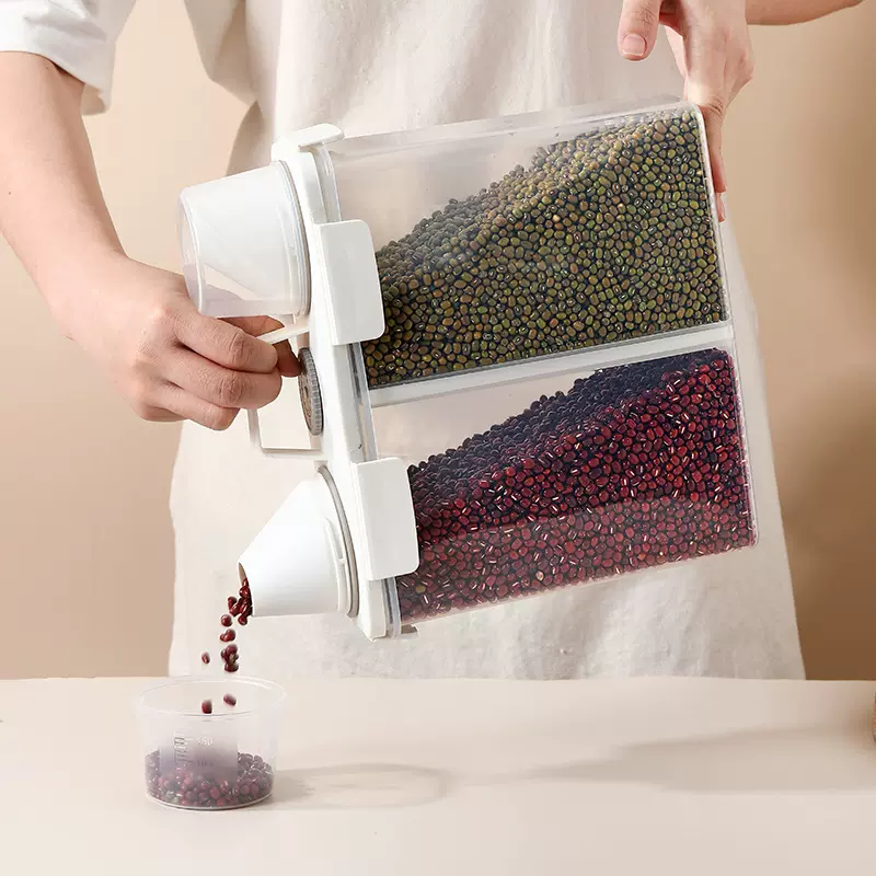 厨房收纳盒 透明五谷杂粮罐 手提式密封罐豆子谷物分格米桶保鲜盒