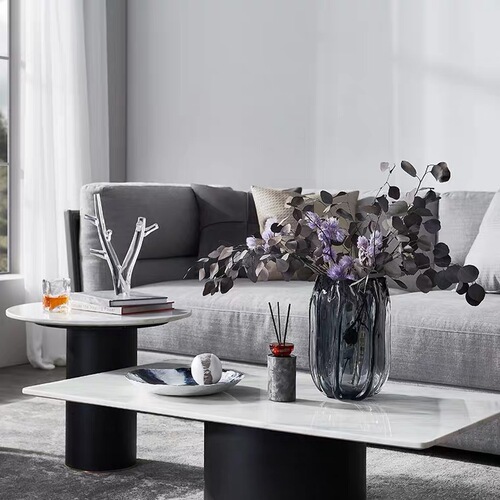 Modern Luxury Gray Petal Mouth Glassware Vase Dining Table TV Cabinet Home Living Room Hallway Decoration Flower Arrangement Decorative Item 
