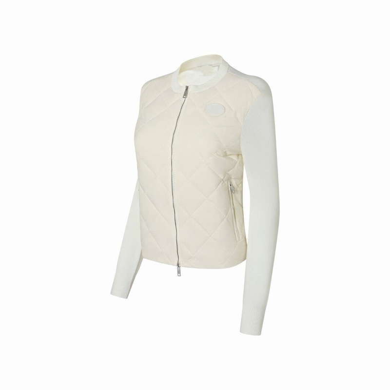 2026 New Patchwork Knitted Sleeve Quilted Down Jacket Women's Slim Fit Round Neck Short Warm Coat 2026 New Patchwork Knitted Sleeve Quilted Down Jacket Women's Slim Fit Round Neck Short Warm Coat
