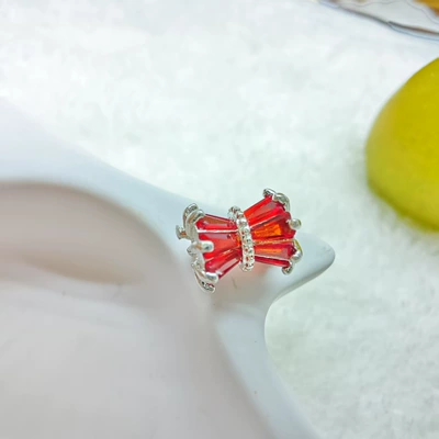 Zərgərlik ara hissələri – Small Waist Open-Hole Copper Gold-Plated - 9-silver-red-diamond