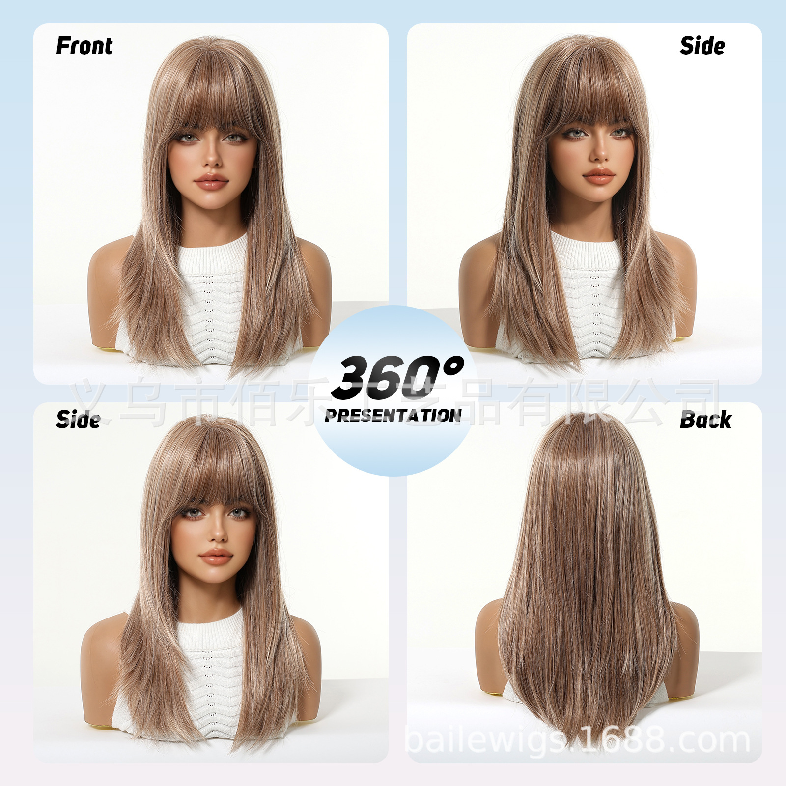 Peruca de cabello de mujer cubierta de cabello recto de alto nivel Qi Liuhai venta en caliente transfronteriza al por mayor pelucas