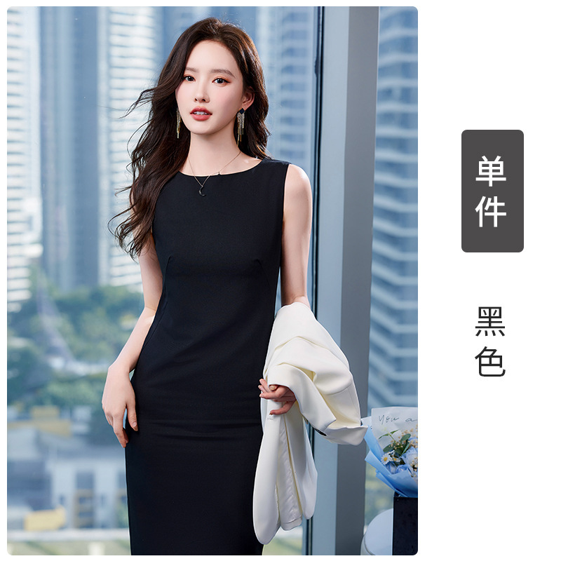 High-end Light Luxury Satin Sleeveless Vest dress Women's Spring and Summer Elegant Commuter Long Outer Wear Sleeveless Hip Skirt