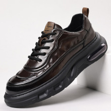 男鞋2025厚底真皮新款老爹气垫商务休闲皮鞋牛皮增高运动潮流现货