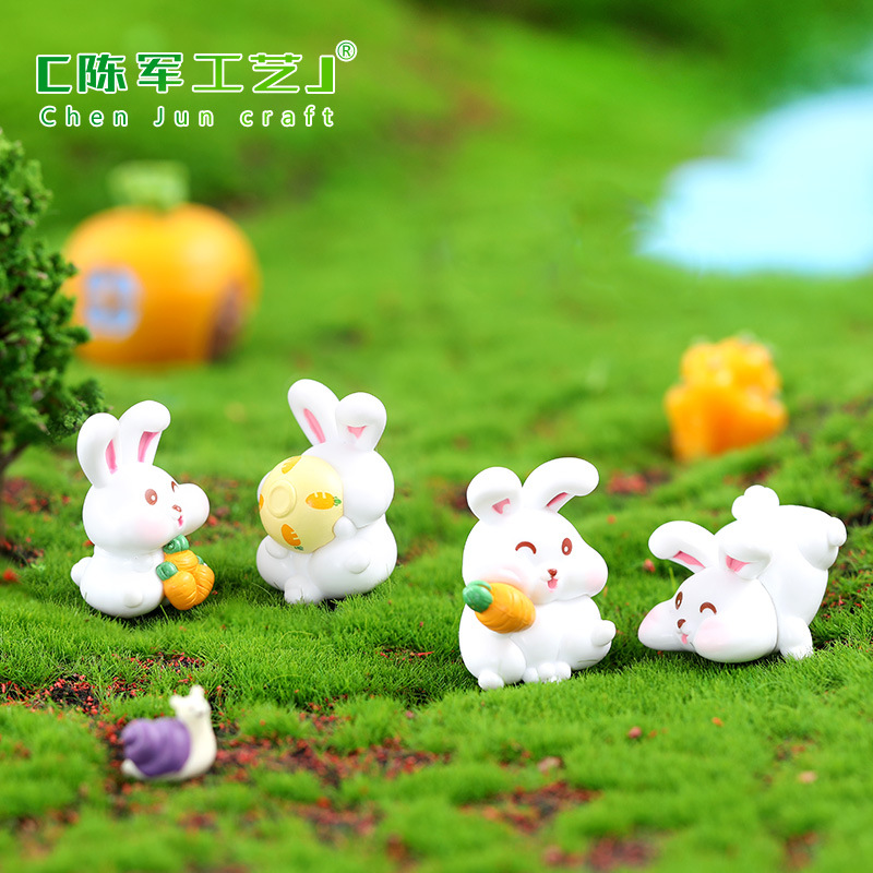 Thỏ háu ăn đáng yêu, tiểu cảnh trang trí cây cảnh mini DIY phong cách vui nhộn (z-CJ-1387)