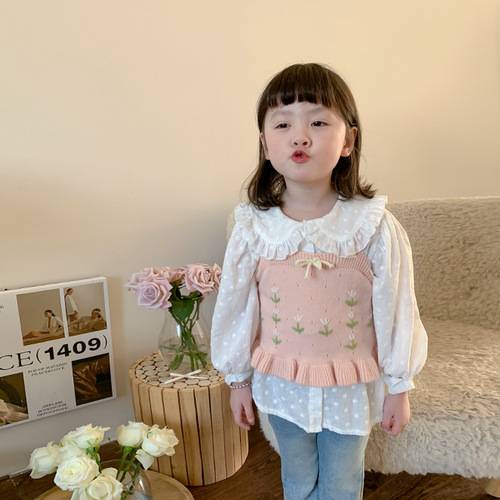 Weimu Children's Clothing Children's Suit 2024 Spring New Style Girls Korean Style Vests Shirts Pants Baby Clothes