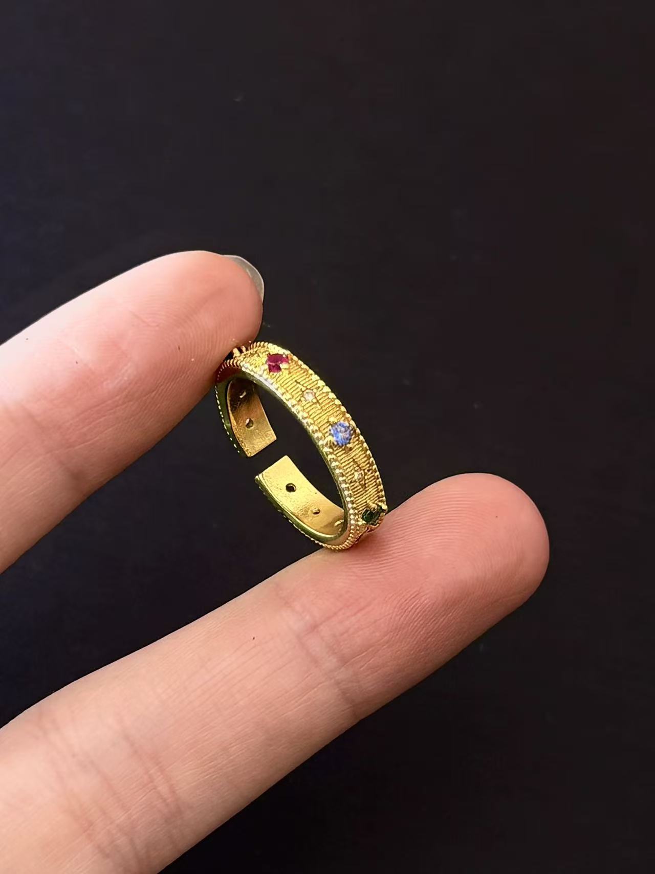 Vintage Gold-plated Sternenring Mit Bunten Steinen Für Damen_voghion.com