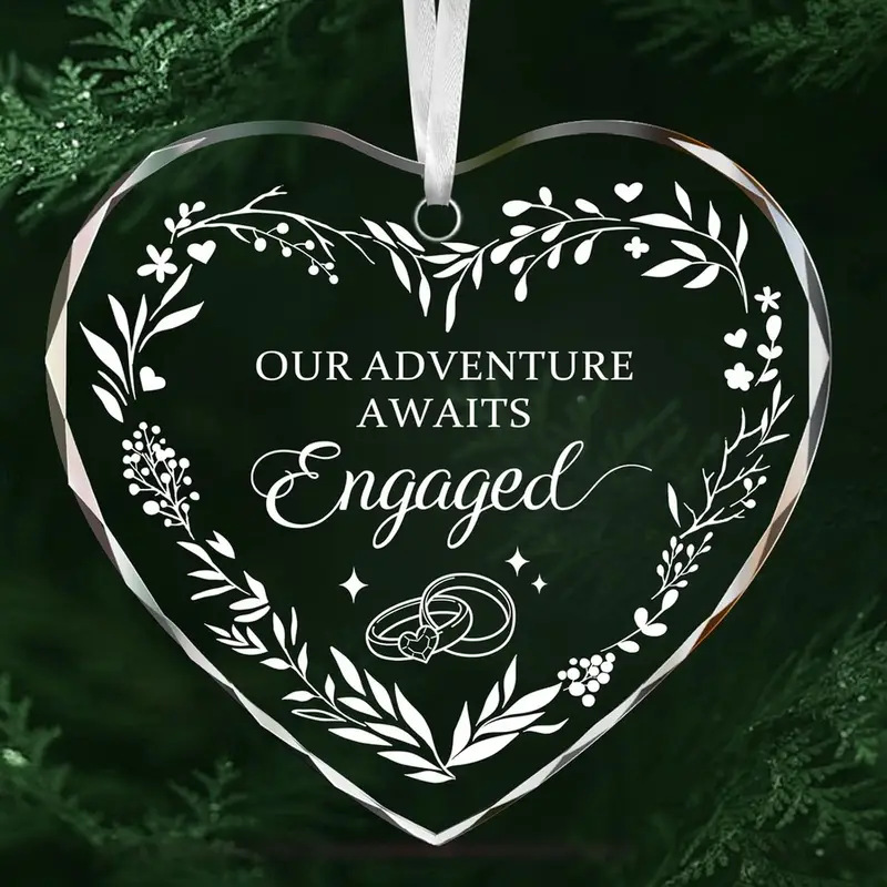 2025 pieza de cerámica navideña colgante patrón estampado 3 pulgadas redondo en forma de corazón cristal acrílico decoración de vidrio DIY