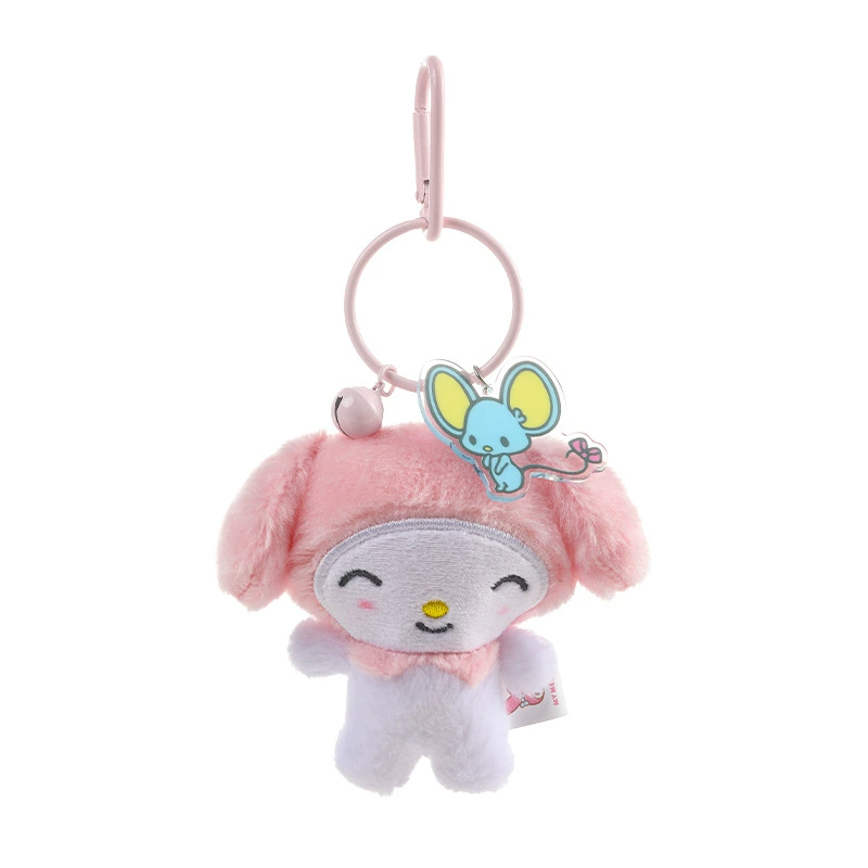Плюшевый кулон Sanrio Hello Kitty, лицензионный талисман для сумки, плюшевый брелок, случайный цвет