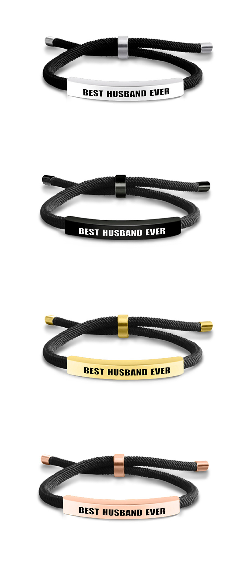 Drawstring Bracelets Classification Simple Style Letter 201 Stainless Steel Rope Woven Chain String Bracelets Wholesale
