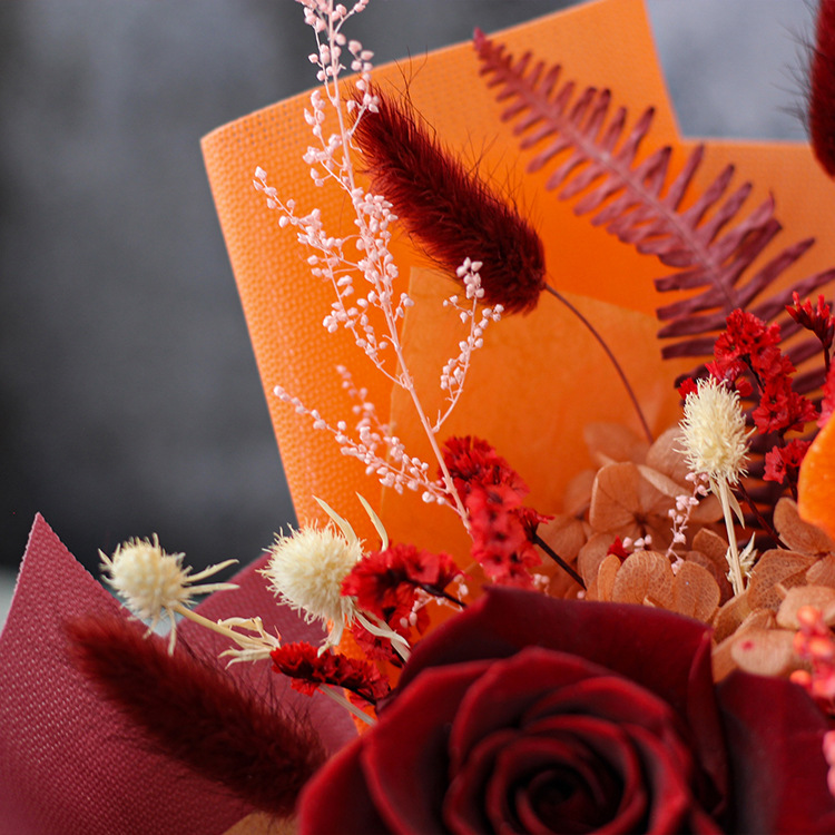 Ramos de flores de Navidad, sorgo, ramos de rosas, regalo de alta calidad para su novia en el día de San Valentín