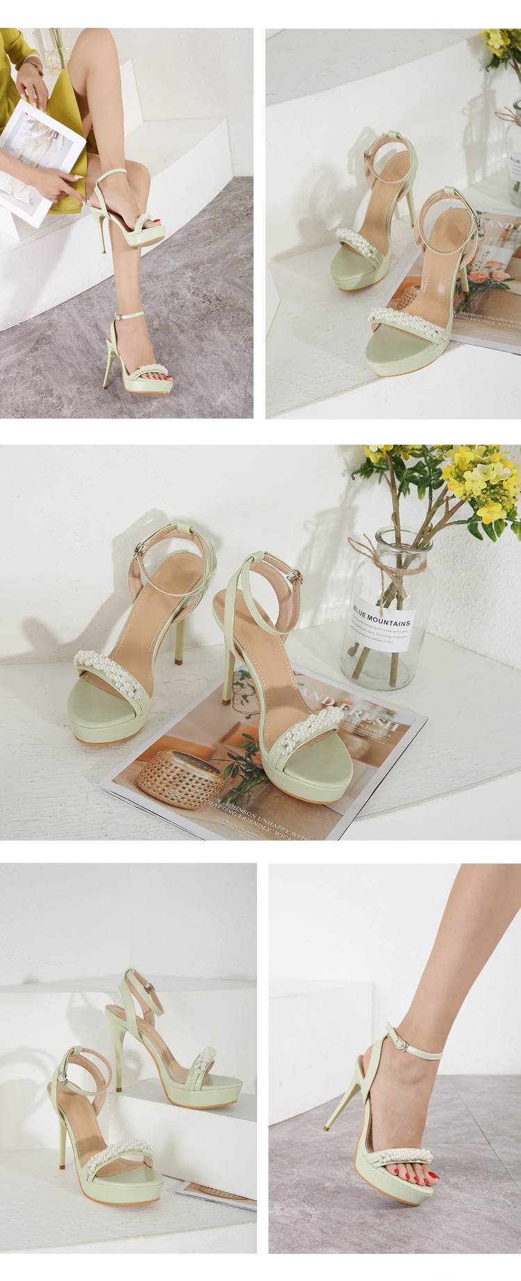fashion solid color heeled sandals NSHU61127