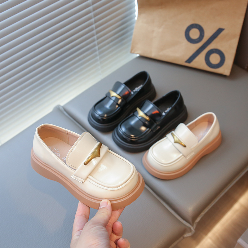 Girls' Soft-Soled Fashionable Princess Shoes 2025 Autum Soft-Soled Non-Slip Loafers Korean Style Medium and Large Children's Non-Slip Shoes