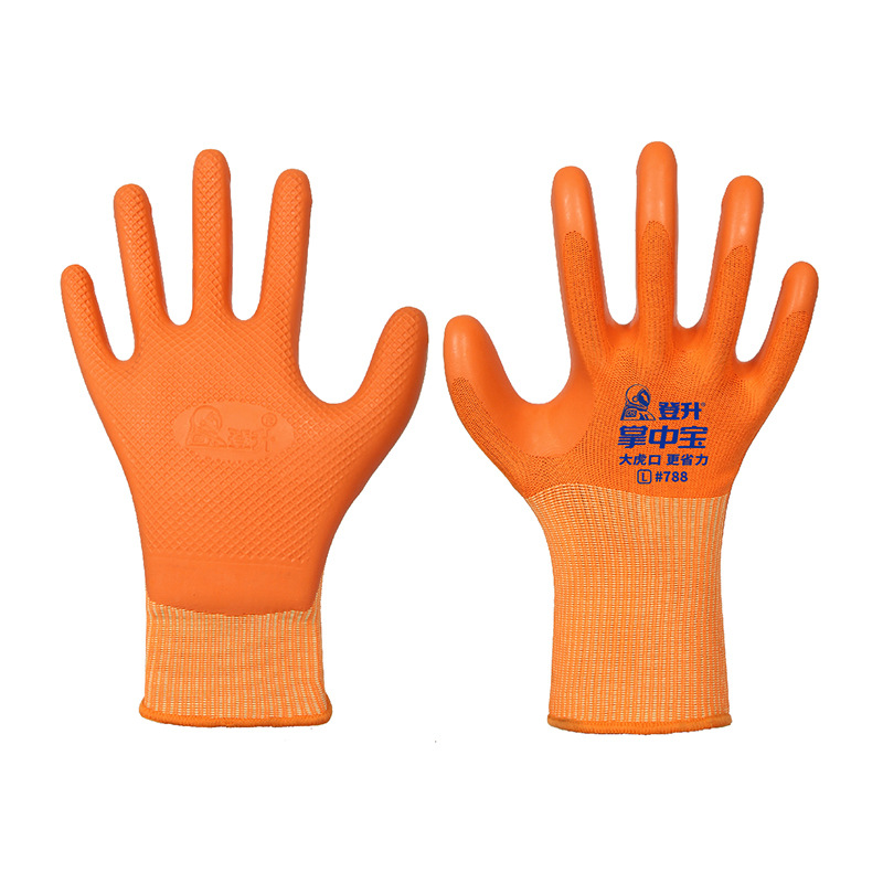 Dengsheng Palm tesoro 788 transpirable antideslizante construcción de acero grande Tigre boca de goma en relieve guantes de protección laboral