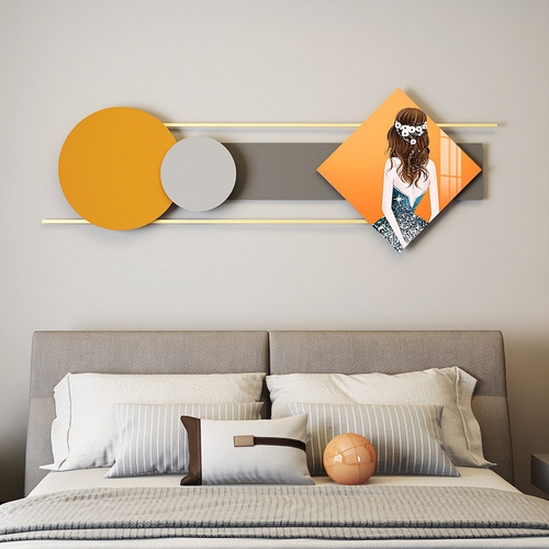 Bedroom large size wall-mounted 3D combination decorative item corridor painting hotel apartment wall decoration metal wall hanging
