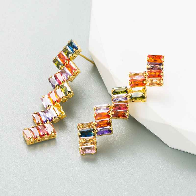 Fashion Square Copper Inlay Zircon Drop Earrings 1 Pair