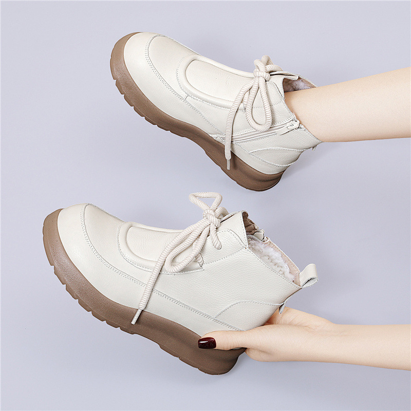Thick-soled, Fleece-lined, Warm Women's Casual Outdoor Boots, New 2025 Autumn And Winter Versatile Martin Boots, Short Boots, Snow Boots_vogvips.com